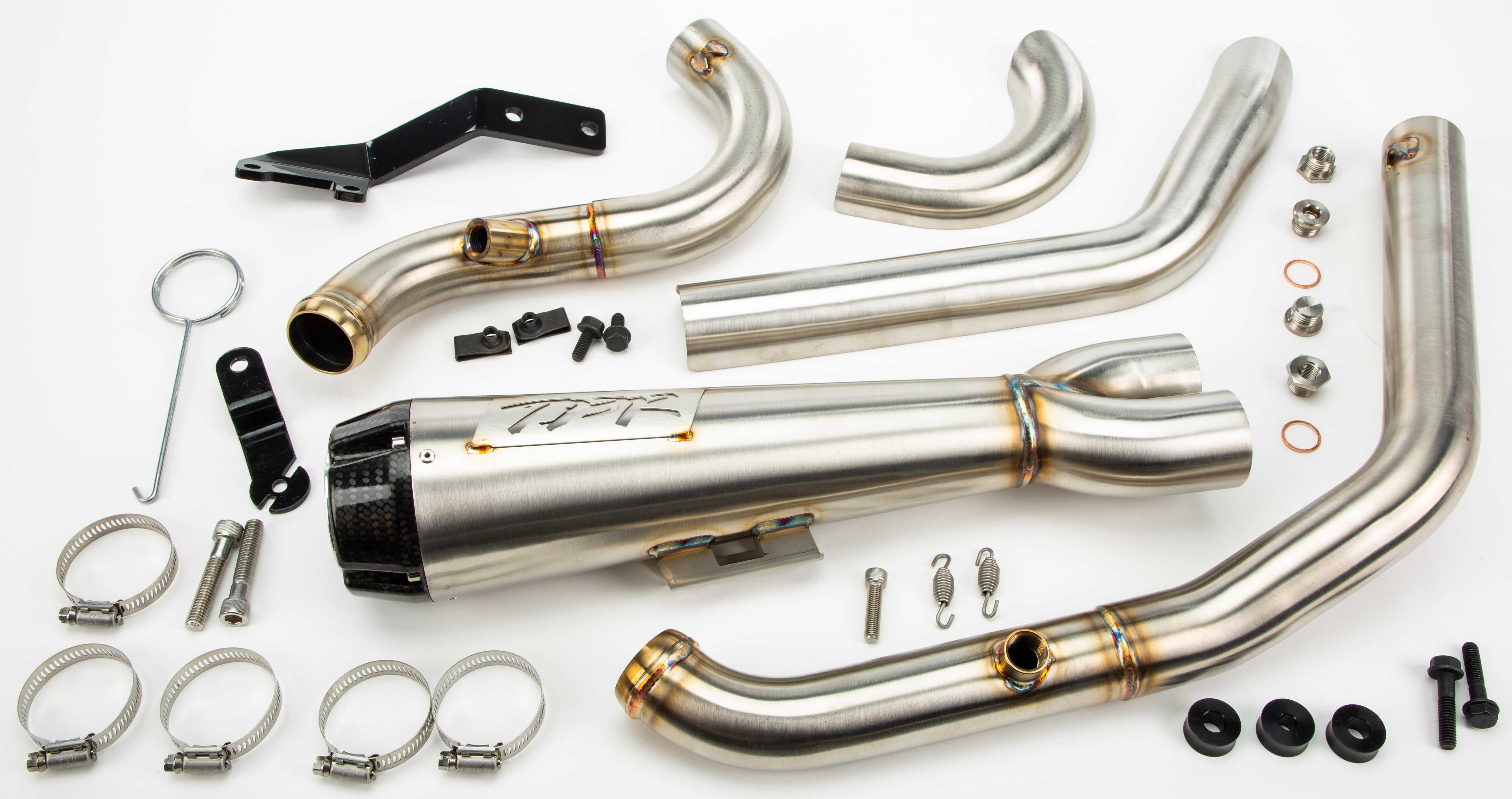 TBR, 005-4960199-SG Comp S 2in1 Exhaust Flsb/Flhc Brushed W/Cf End Cap